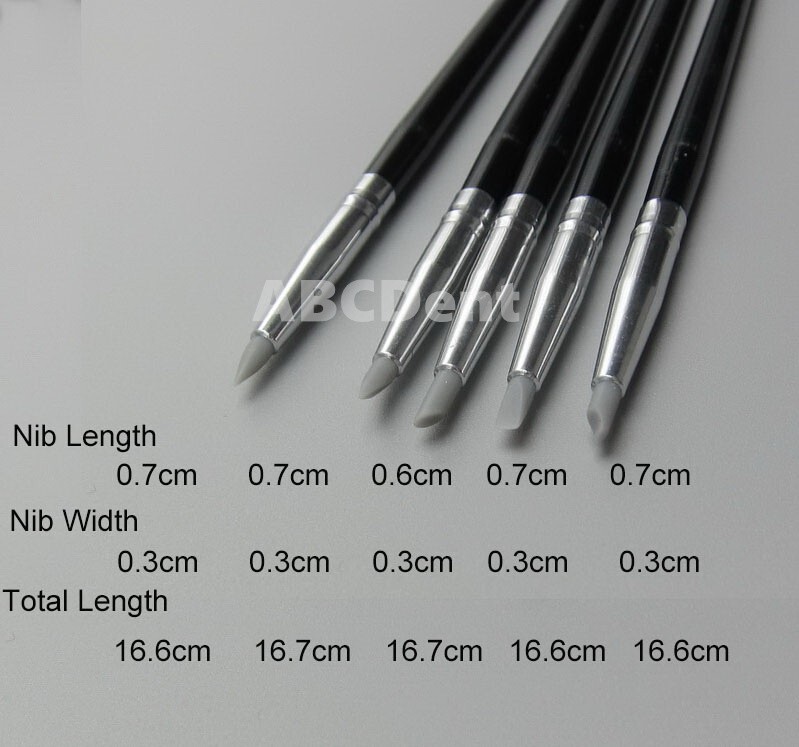 5pcs Dental Composite Resin Veneer Cement Porcelain Brushes Silicone Brush Pen