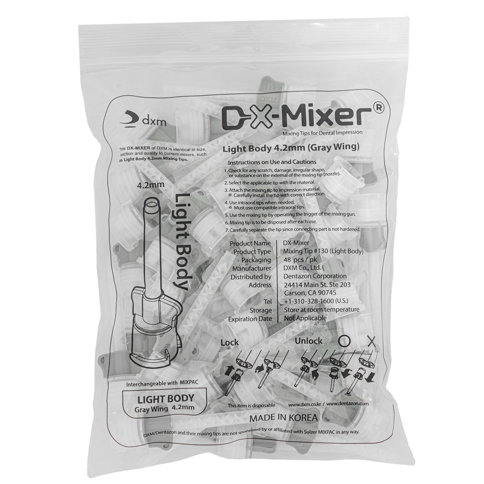 480pcs/10Pack DX-MIXER Dental Mixing Tips Impression Material Light Body 4.2mm