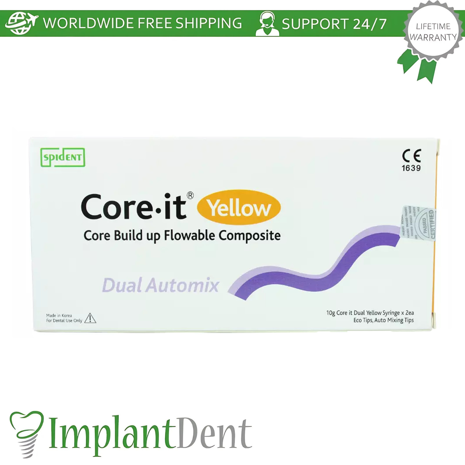 Spident Dental Core-It Core Build Up Flowable Comp0site 10g Ro0t Post Cement