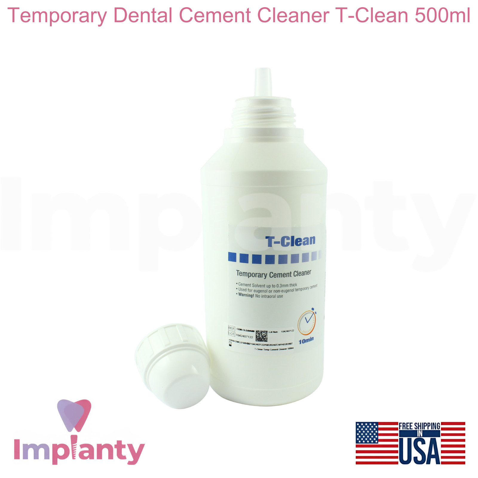 Temporary Dental Cement Cleaner T-Clean 500ml Dissolves And Removes Residue