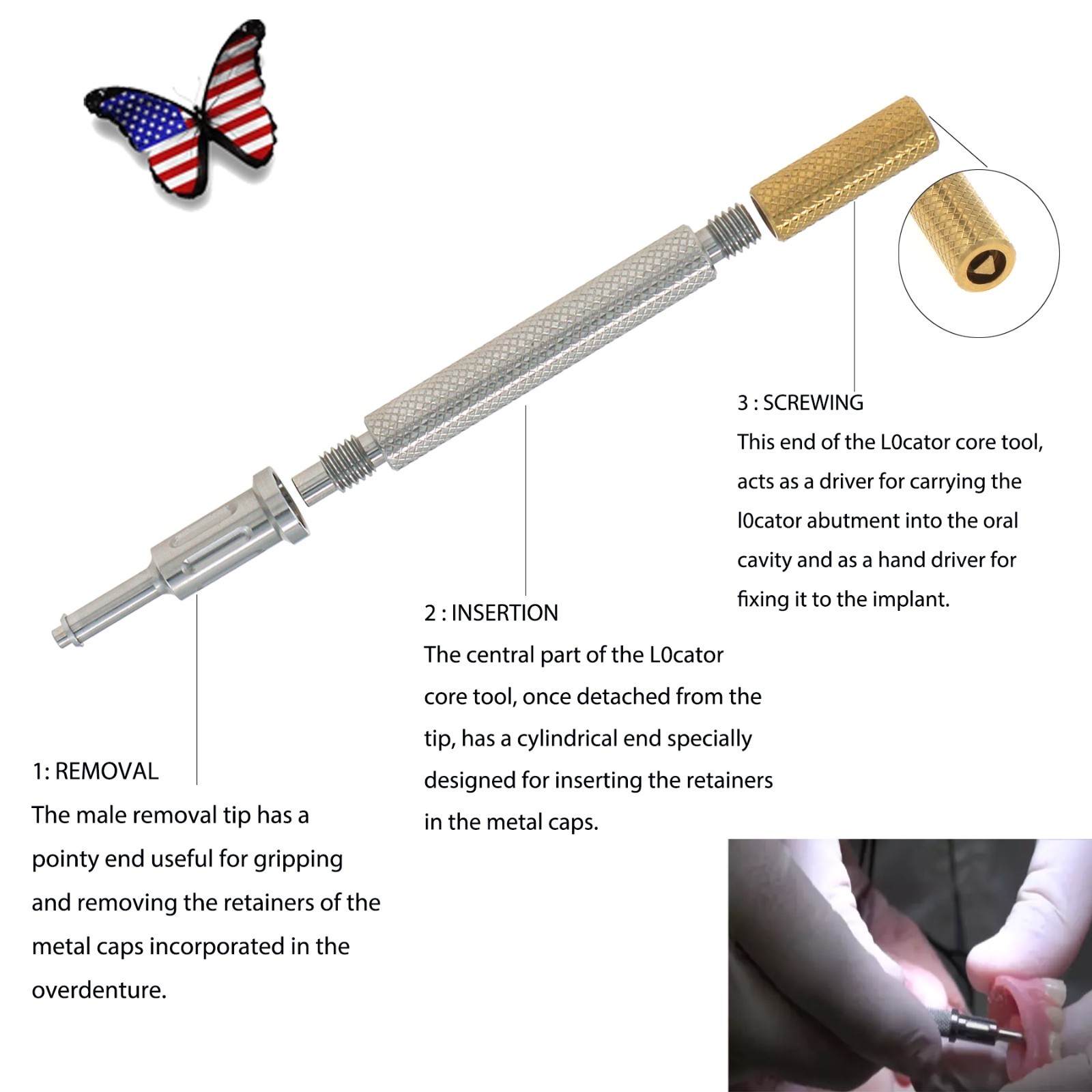 US Universal Remove Core Tool Implant Retention Caps Set Insertion Extraction