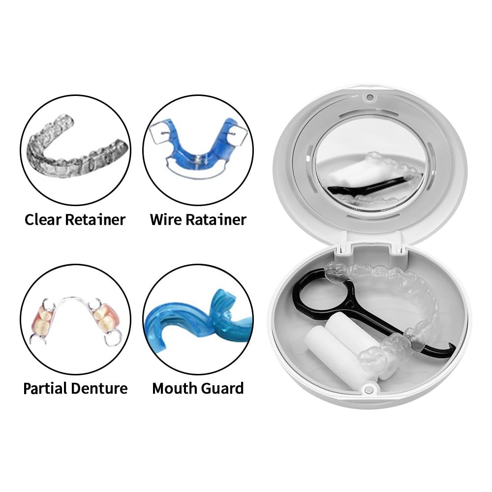 SENLIN DENTAL 2pcs Retainer Case with Mirror and Vent Holes, Convenient Blue