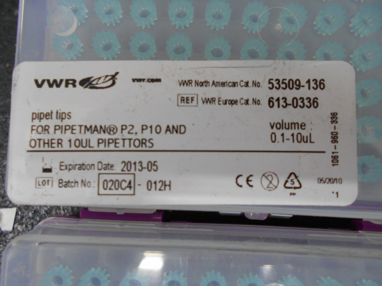 VWR 53509 136 0.1-10µL PIPET TIPS FOR PIPETMAN P2 P10 LOT OF 576