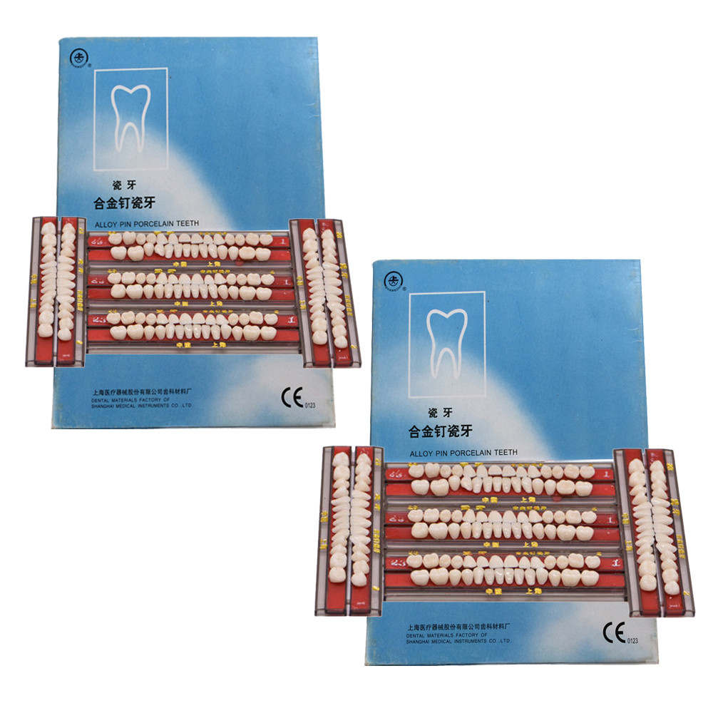 140pc 1box dental Alloy Pin Porcelain Teeth Material Colors Shade A2 25#full set