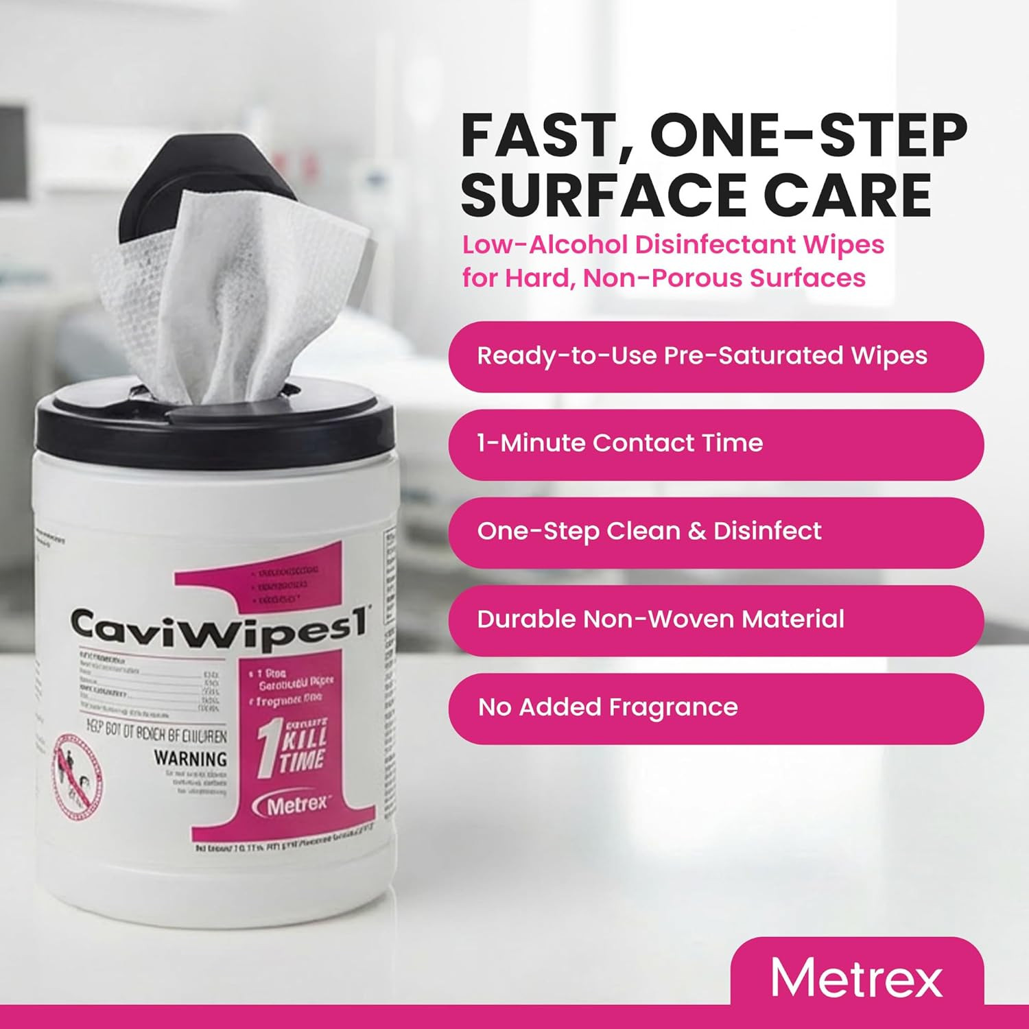 CaviWipes1 Surface Disinfectant Towelettes 160 Canister- Case of 12, 13-5100