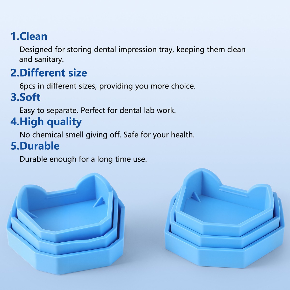 6pcs AZDENT Dental Lab Model Base Former Molds for Stone Tray Loading S, M, L