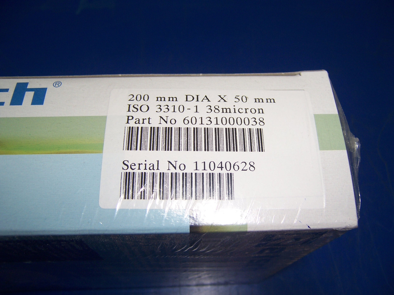 14461 Retsch 38 micron Test Sieve 200mm dia x 50mm SS metal