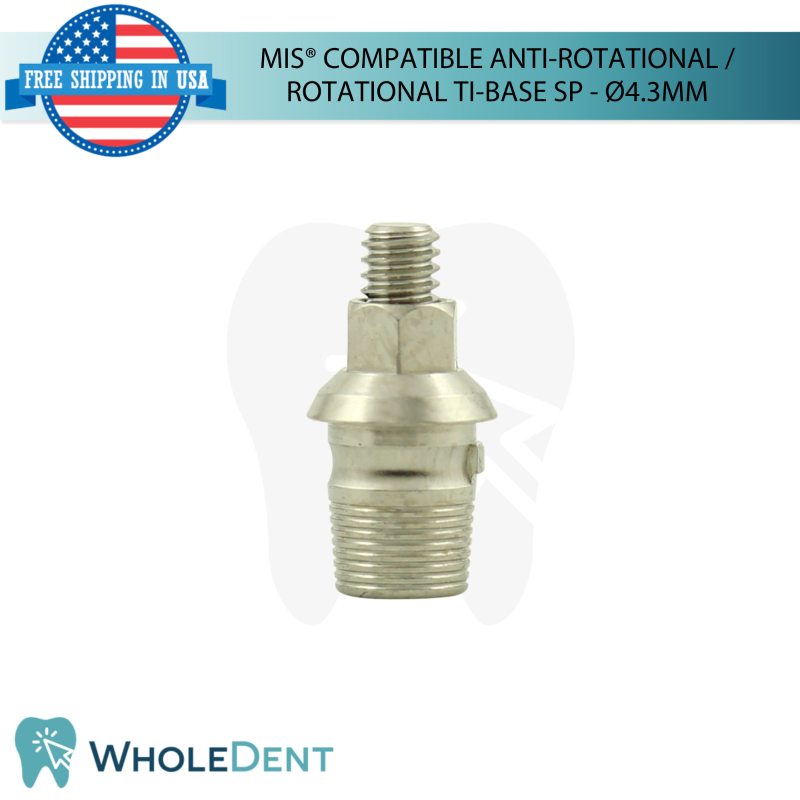 5x Dental Anti-Rotational / Rotational MIS® Compatible Tibase SP Ø4.3mm Int Hex