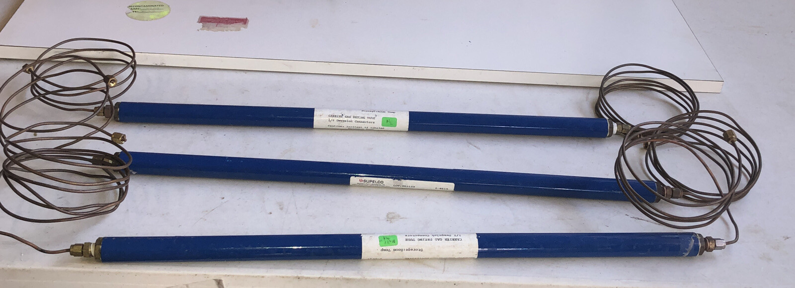 Lot Of 3 SUPELCO CARRIER GAS DRYING TUBE 24″ And 6 Gas Column Tube
