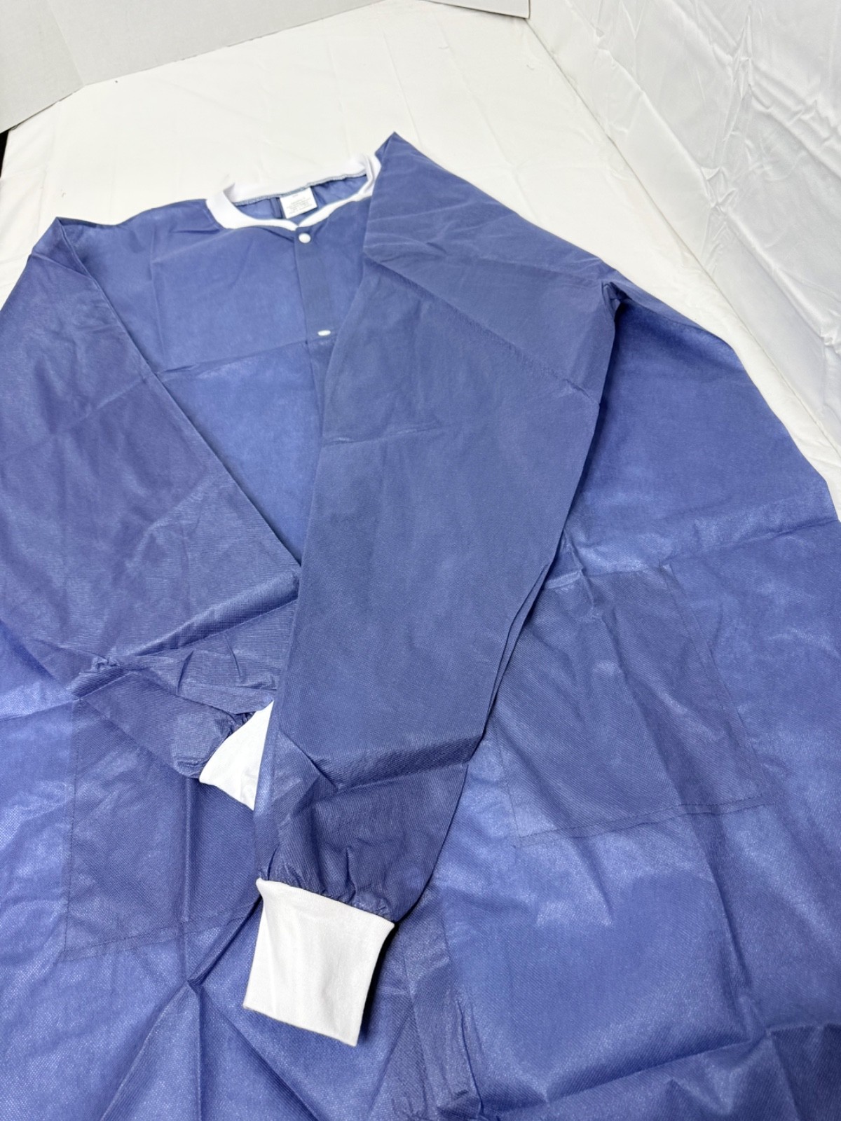 NEW Lot of 10 ValueFlex Disposable Lab Jackets XXL Blue Knit Cuffs Snap Front
