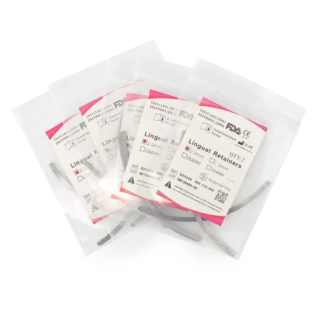 2Pcs/Pack Dental Ortho Lingual Retainer Backing Mesh Base Wire Universal 1.2/2.0
