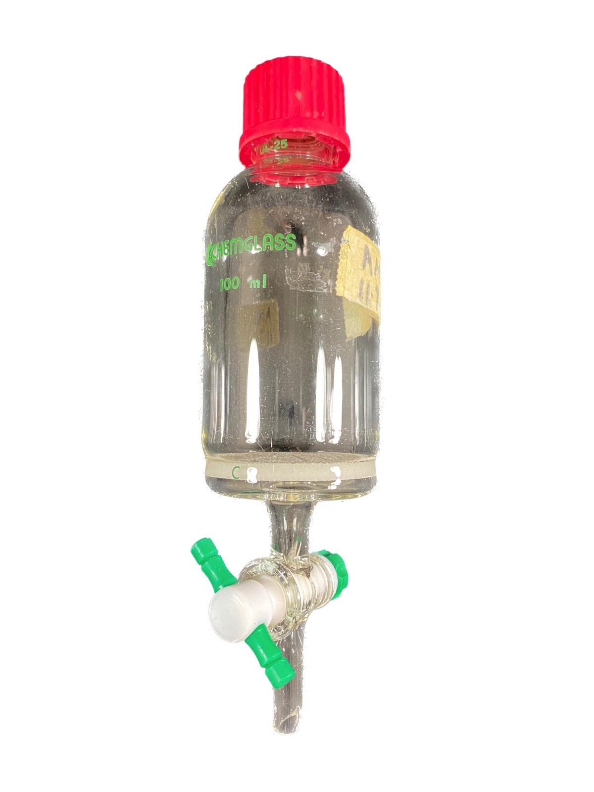 CHEMGLASS Glass 100mL GL-25 Coarse Frit Solid Phase Peptide Synthesis Vessel (B)
