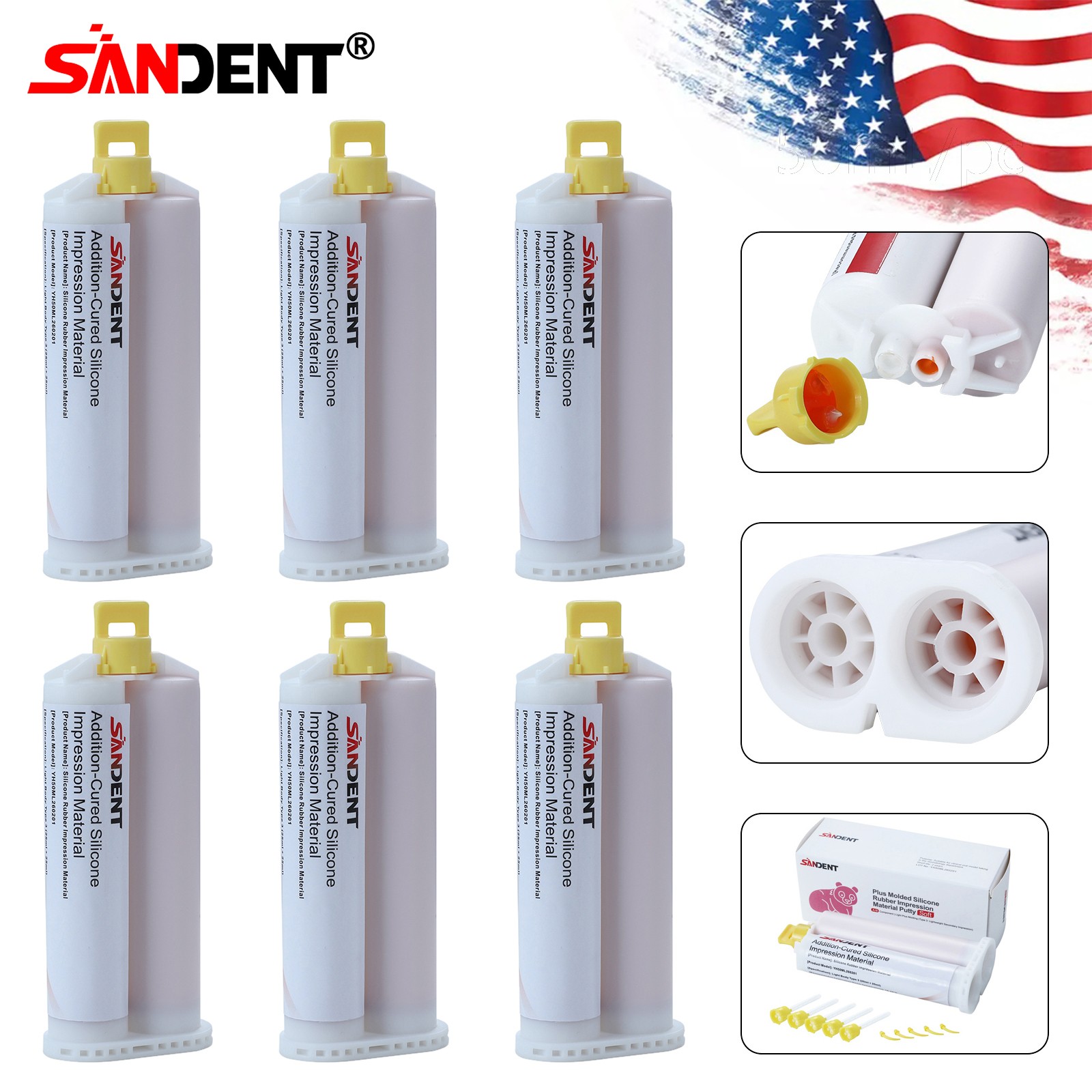 6 x Light Body FAST Rapid Set Dental VPS Impression Material, 50ml PVS