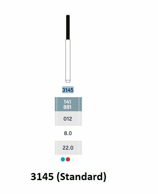 MICRODONT CYLINDER ROUND END 3145 (Standard) FG diamond burs 10pk Made in Brazil