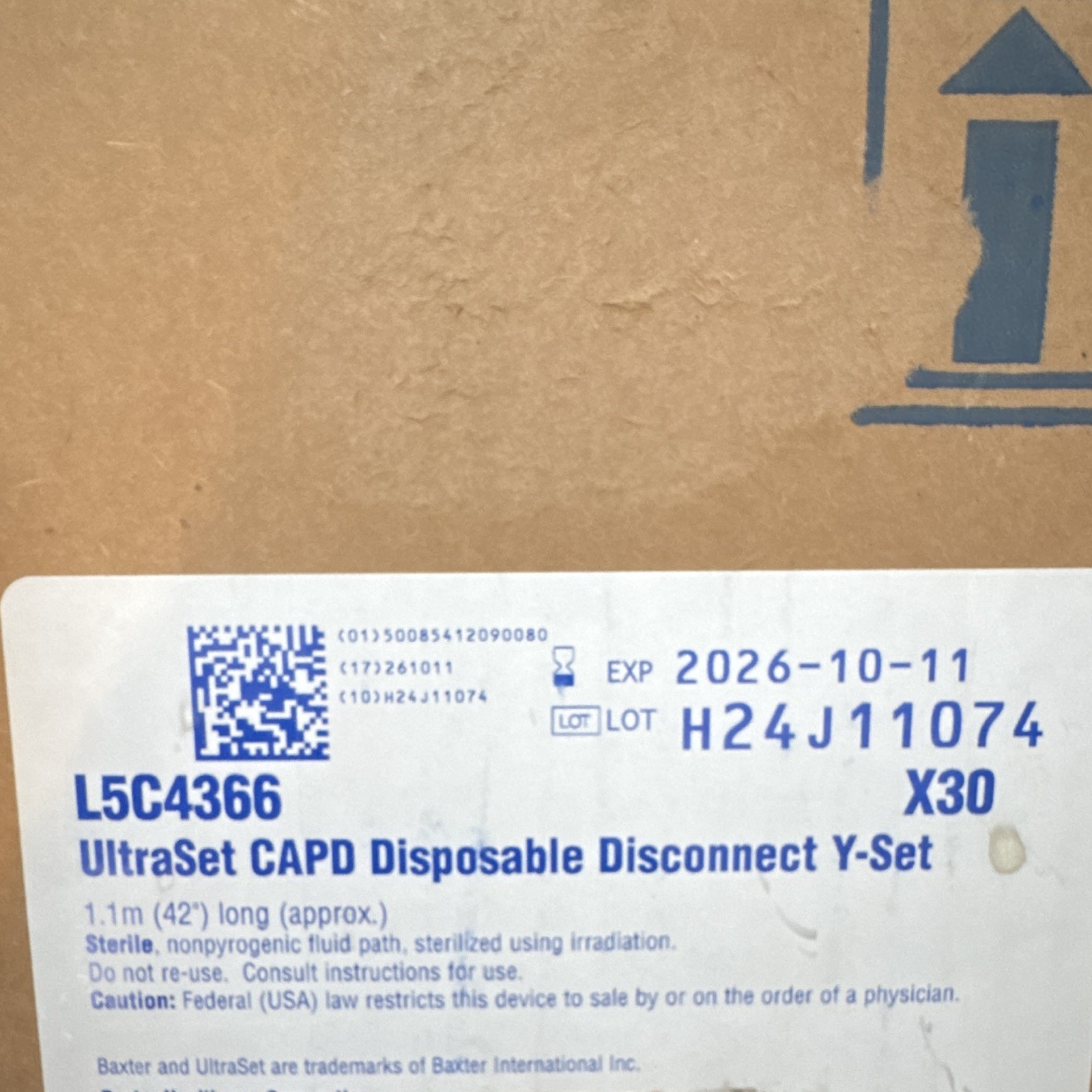L5C4366 UltraSet CAPD Disposable Disconnect Y-Set 30-Pack