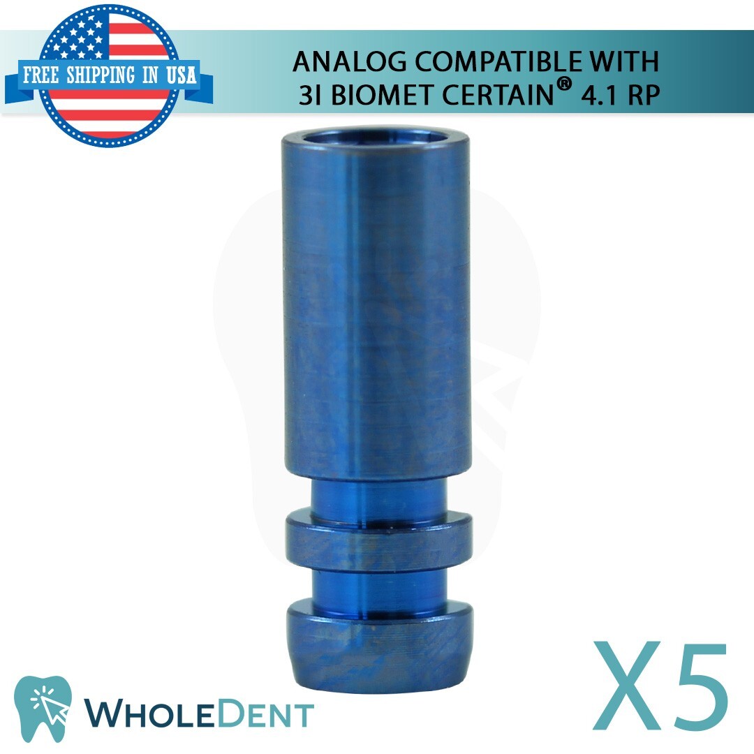 5X Fixture Analog Ø4.1mm Compatible With 3i Biomet Certain® Dental Replica Lab