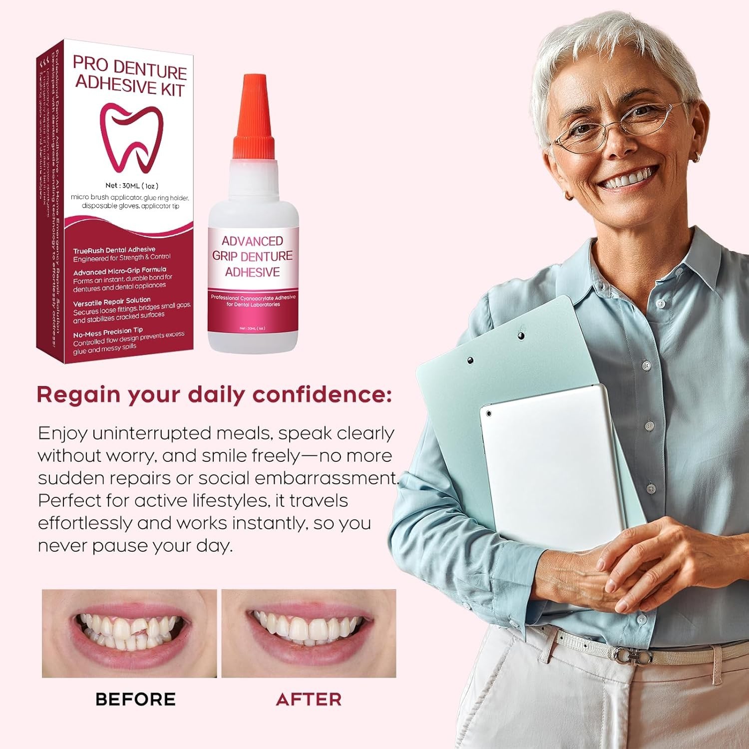 Laboratory-Grade Dental Glue – Fast-Setting & Hypoallergenic for Denture Repair