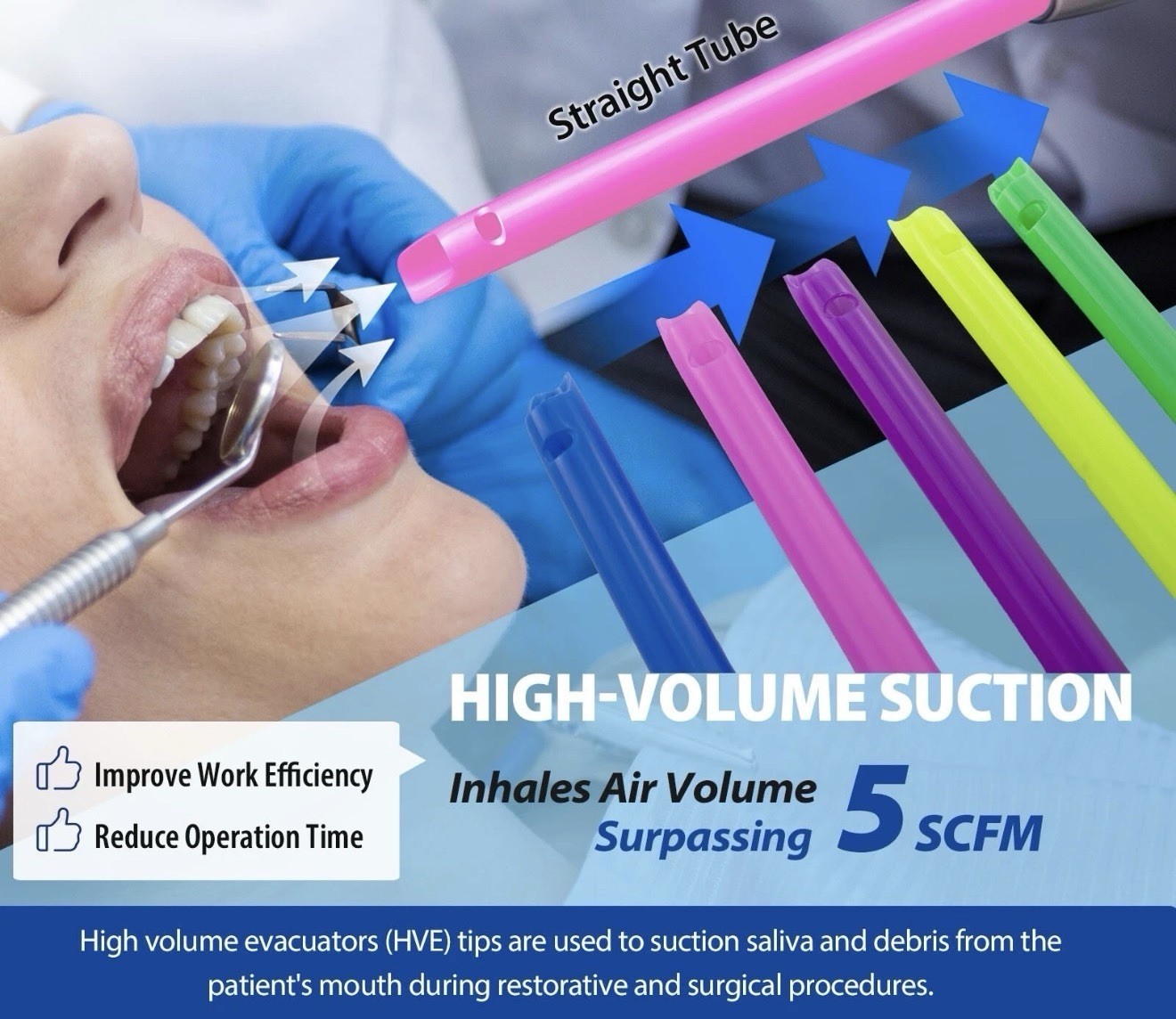 MDS Dental Disposable HVE Suction Tips ,Vented High-Volume Evacuation Tips