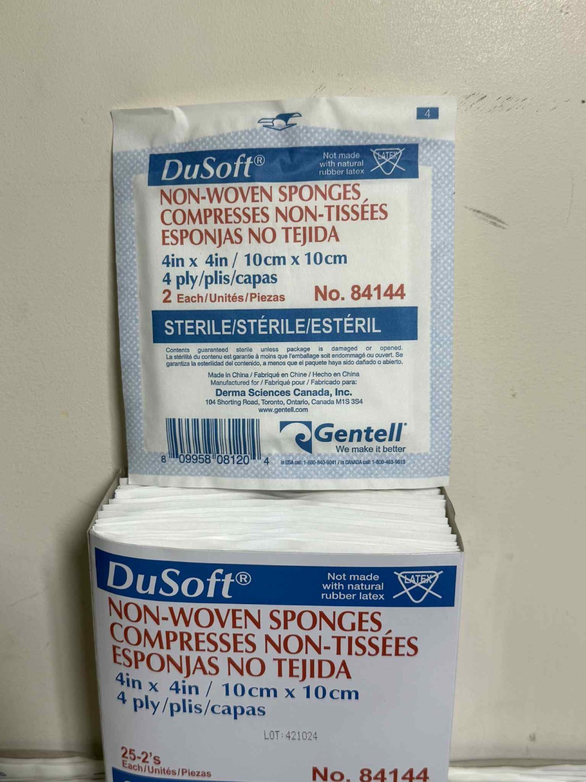 6x Gentell DuSoft 4×4 Sterile Non-Woven Sponges 4-Ply 25×2 (300 Total)