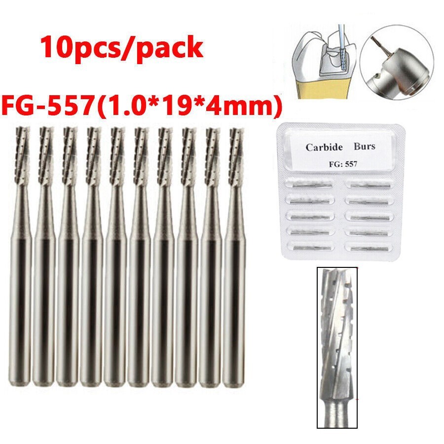 Beaver Bluwhite Style FG 557 Carbide Burs Friction Grip Midwest Type