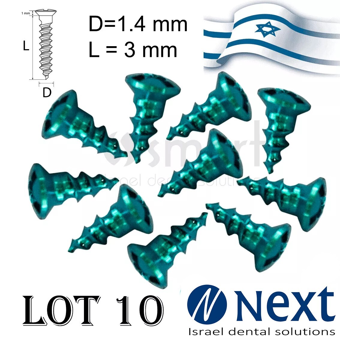 Lot x10 Screw titanium pin membrane Fixation Bone GBR Ø1.4 L3 tac