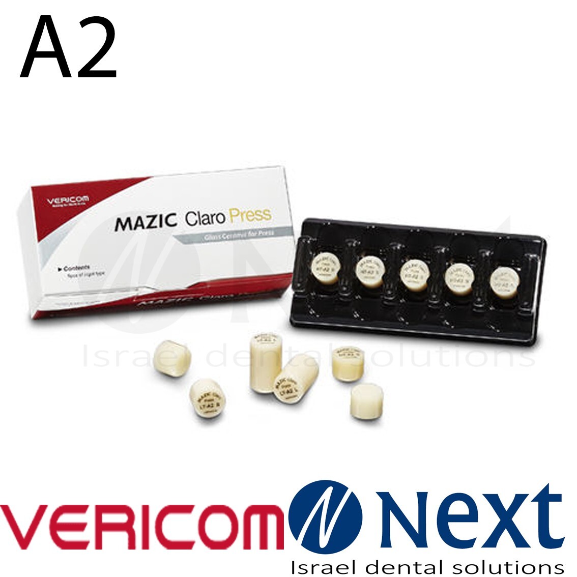 Vericom MAZIC CLARO PRESS Pressable Lithium Disilicate Glass Ceramic Ingot A2-LT