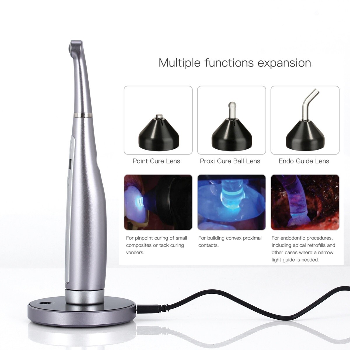 Dental LED Curing Light 1 Second Metal Body with Caries Detector Built Meter US