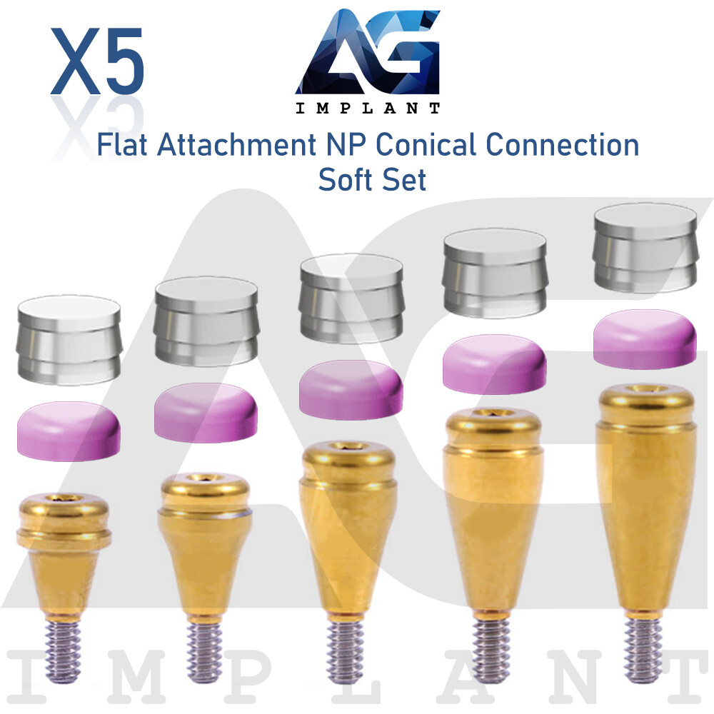 5 Flat Attachment Abutment Soft Silicone Set NP Conical Connection