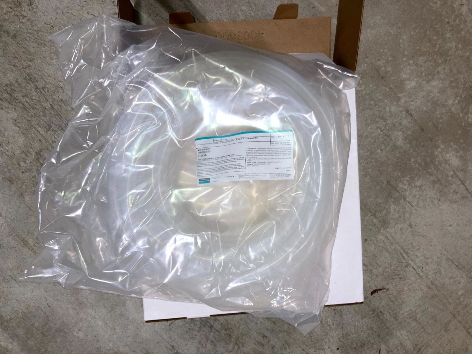 Dow Corning Pharma-65 Tubing 50ft 3/4″(0.750″/19.05mm) ID 1″(25.40mm) OD