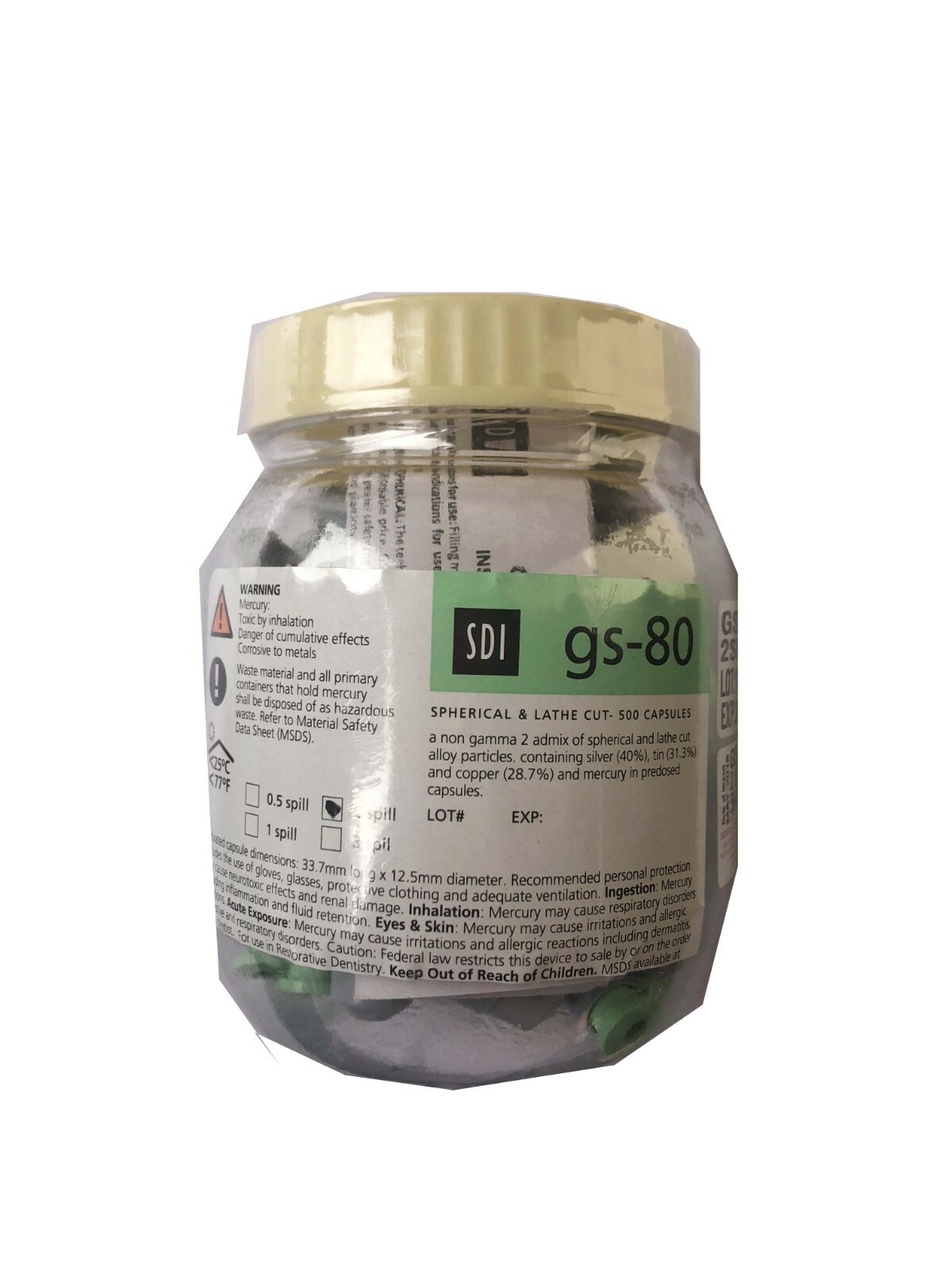 SDI GS 80 Amalgam Alloy Regular Set 2 Spill 50 Capsule Per Jar Fast Ship