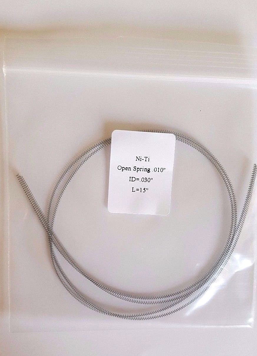 Orthodontic NiTi open coil spring .010″ on .030″ Length: 15″ 2pcs/pk USA