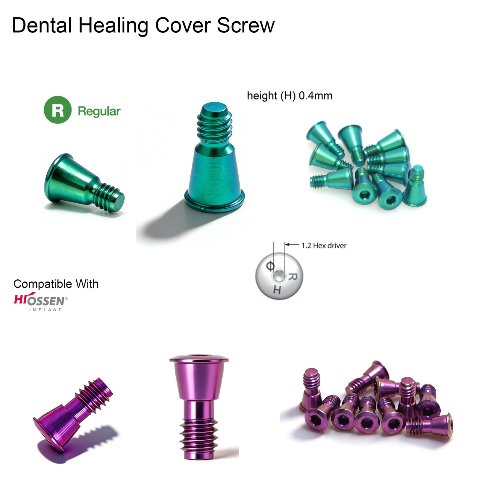 US Dental Healing Abutment Cap Mini Regular Platform Fits Ostem Hiossen Implant