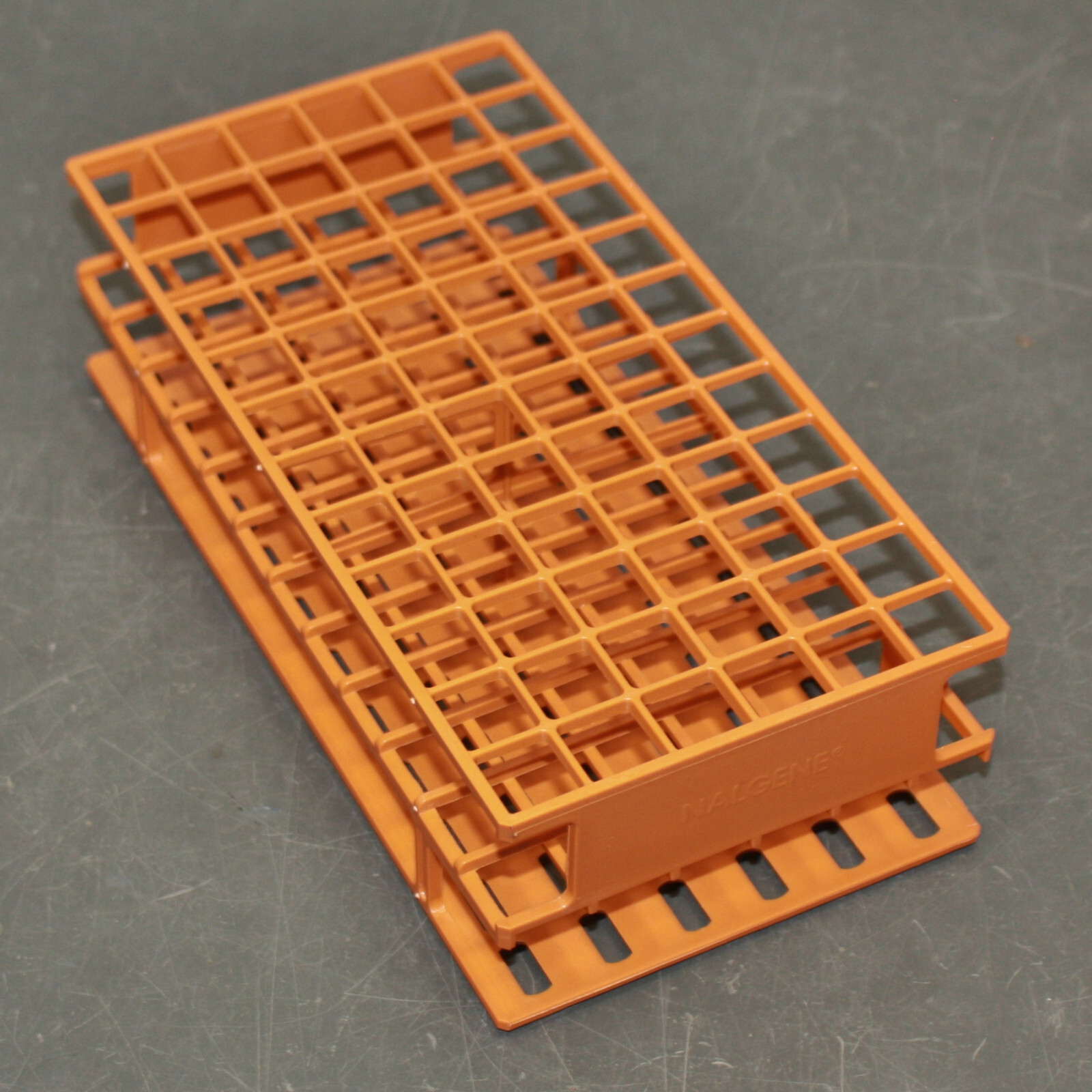 (2) Thermo Scientific Nalgene Unwire Test Tube Racks 5970-0116, 16mm, Orange, 72