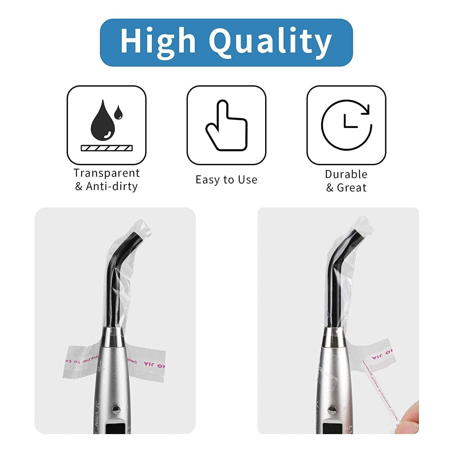 5 Box Dental Curing Light Guide Disposable Plastic Sleeves Sheath Cover Large