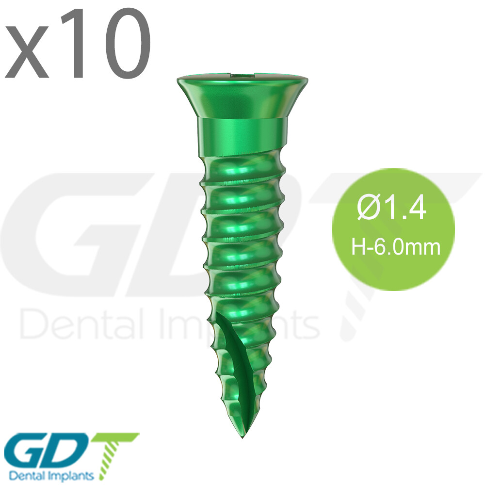 10 Self Drilling GBR Bon Screw Ø1.4mm, 6.0mm Membrane Fixation Dental Im plant