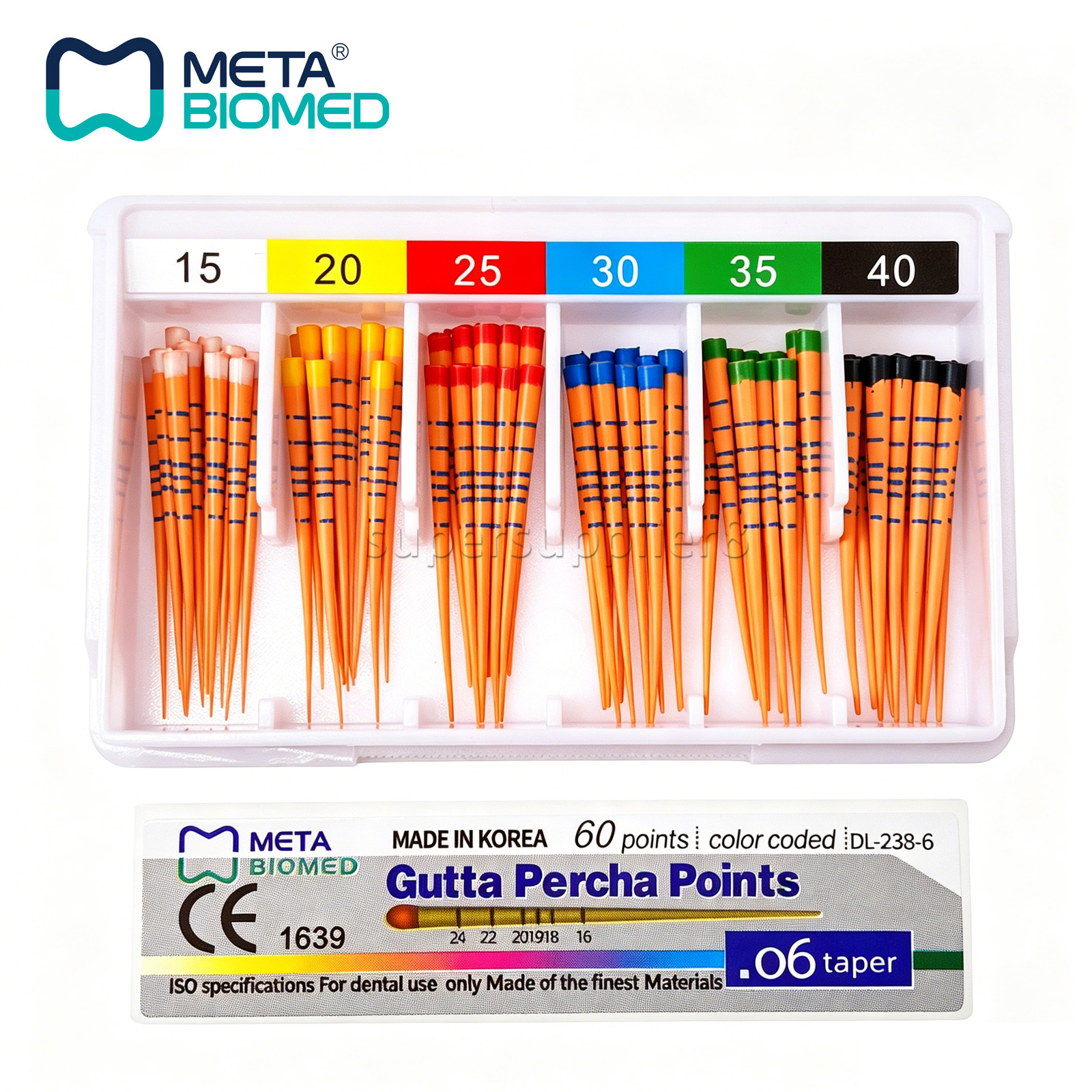 Dental Endodontic Gutta Percha Points Taper .02 .04 or .06, 120 or 60/pk,#15-40