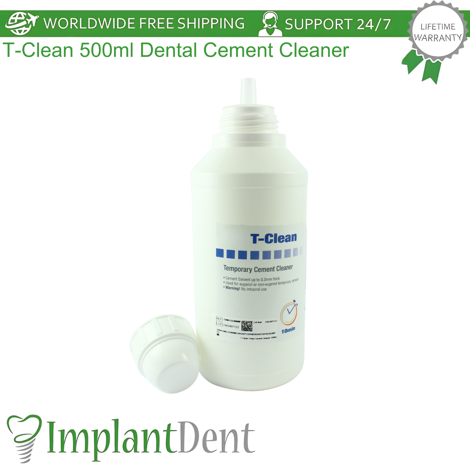 T-Clean 500ml Dental Cement Cleaner Removes And Dissolves Temporary Residue