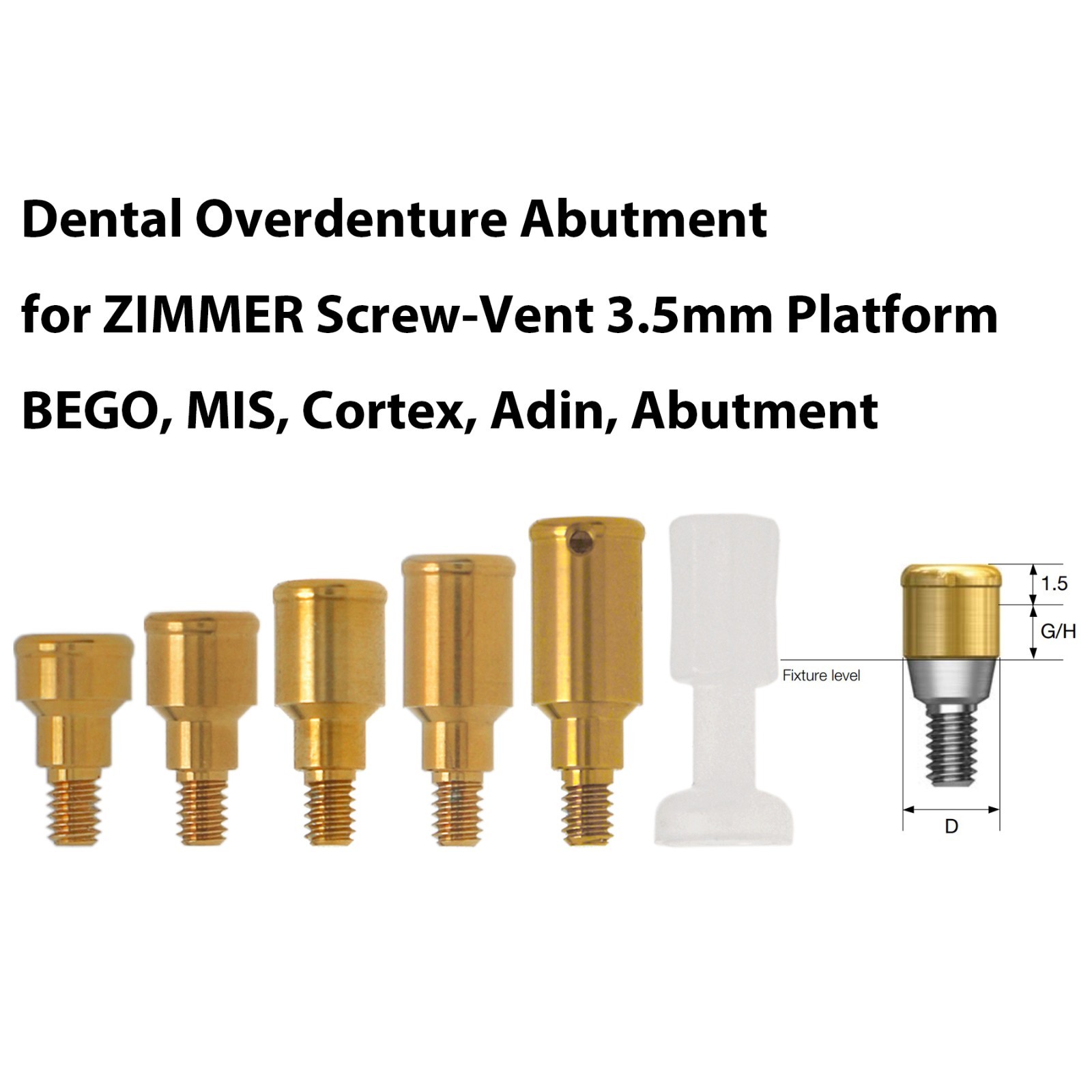 US Overdenture Locator Ti Abutment Fit Zest Retention Caps Hiossen Nobel Zimmer