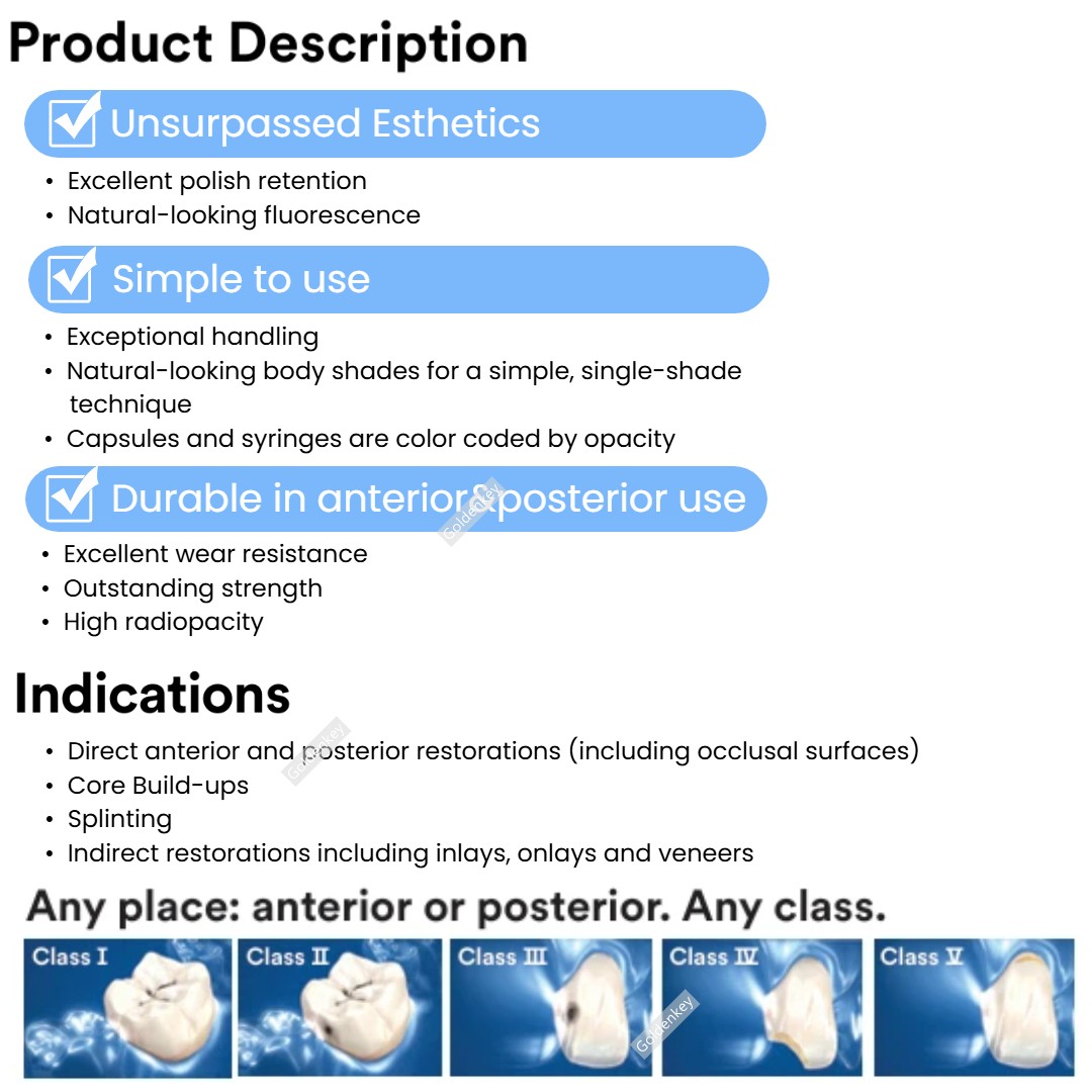 Dental 350 A2 Composite Resin Universal Restorative Light Cure Capsule Resin
