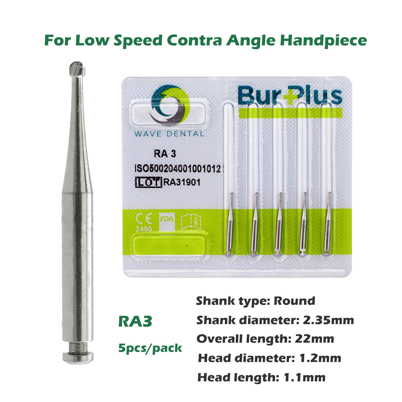 Wave Dental Carbide Burs Surgical Bur Latch Round RA SURG 2 4 6 8 Contra Angle