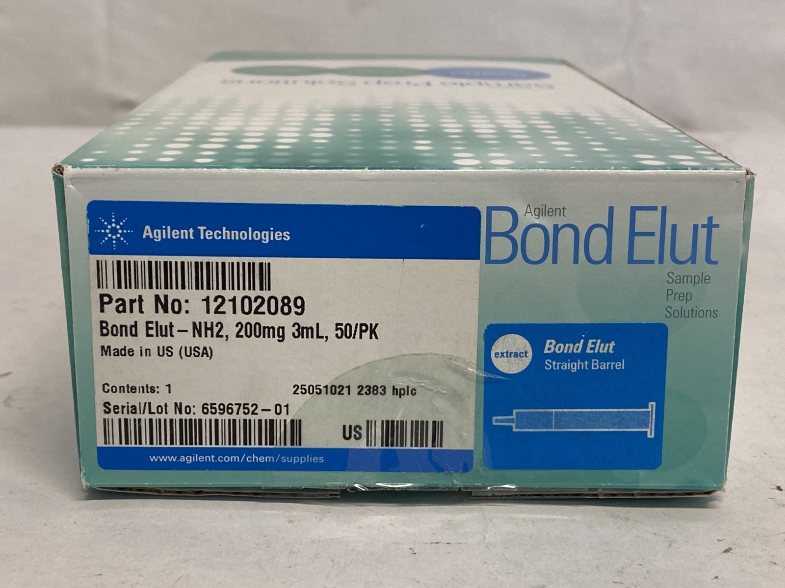 (50/Pk) AGILENT Bond Elut NH2 SPE Cartridge 200mg 3mL Sample Prep 12102089