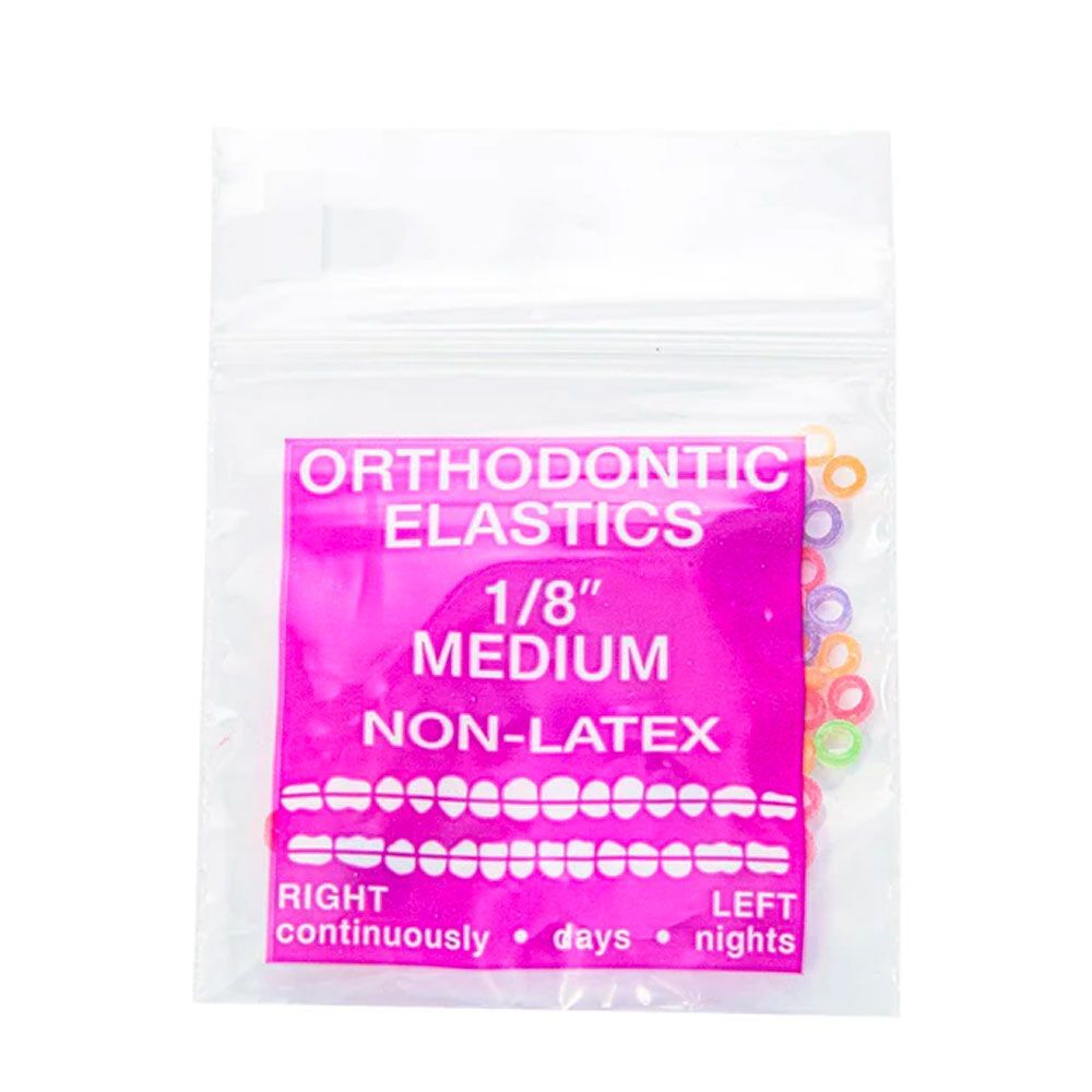 JMU Dental Orthodontic Intra Oral Elastic, Medium 1/8″, Assorted Neon, 100/Bag