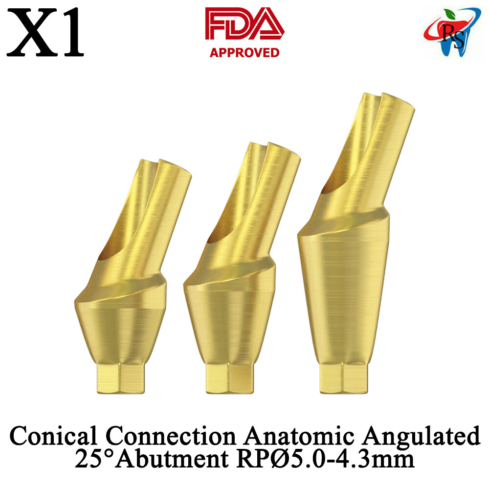 1pcs Dental Abutment Anatomic Angulated 25° Conical Connection RPØ5.0-4.3mm