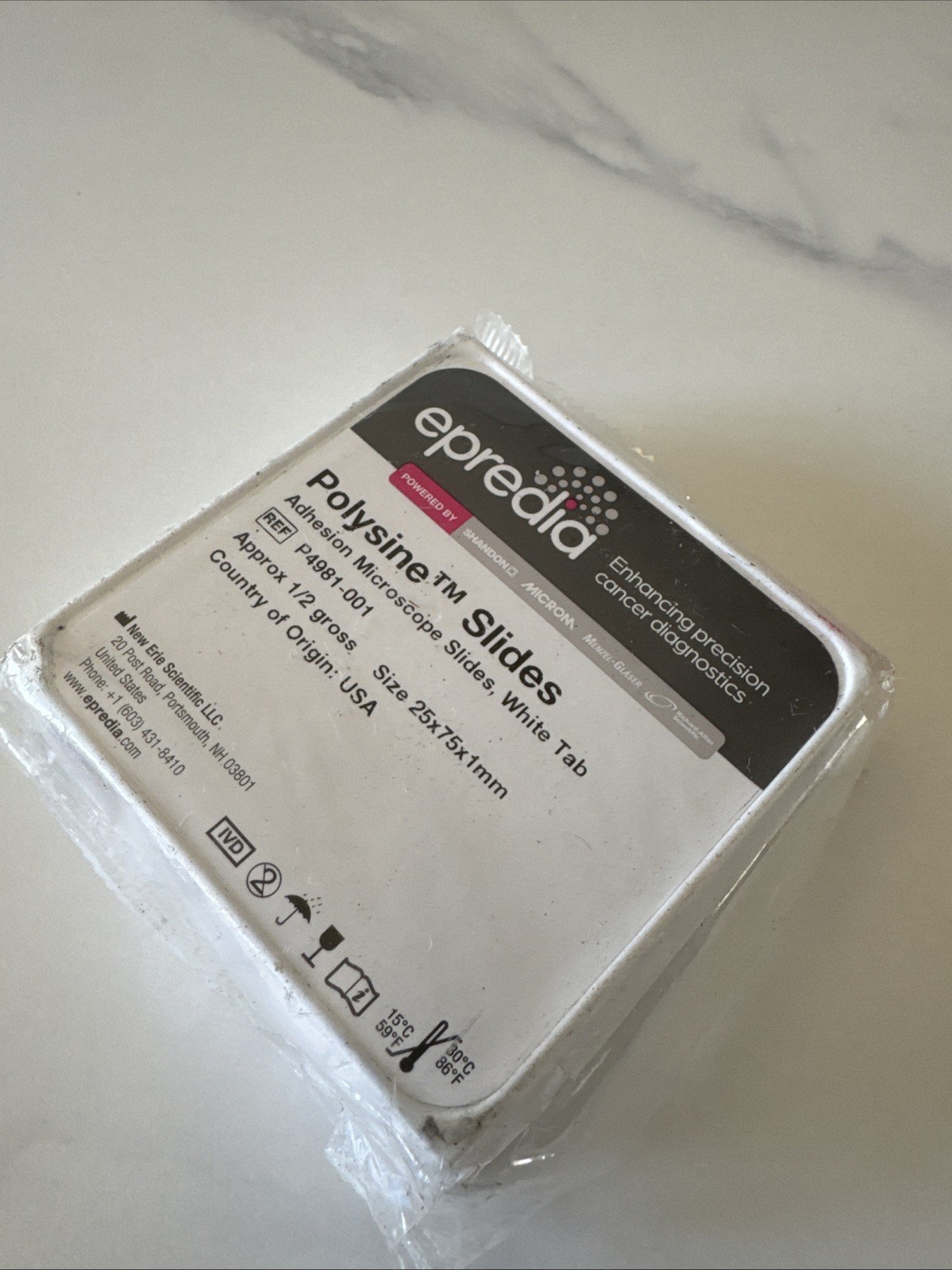 PACK OF 72 EPREDIA POLYSINE ADHESION MICROSCOPE SLIDES 25x75x1mm P4981-001 New