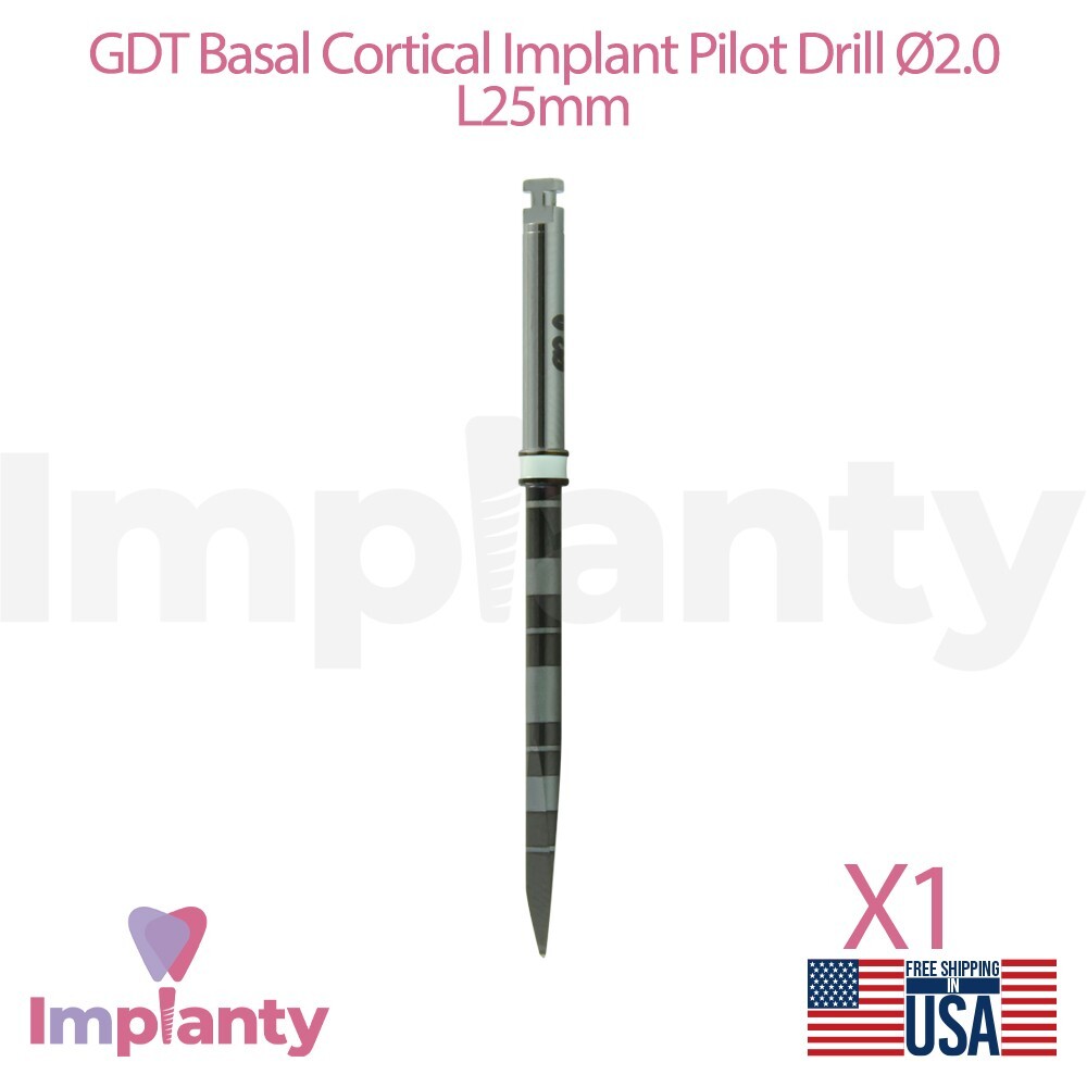 1x GDT Basal/Cortical Pilot Drill Ø2.0mm L25mm Stainless Steel Tool Dentistry
