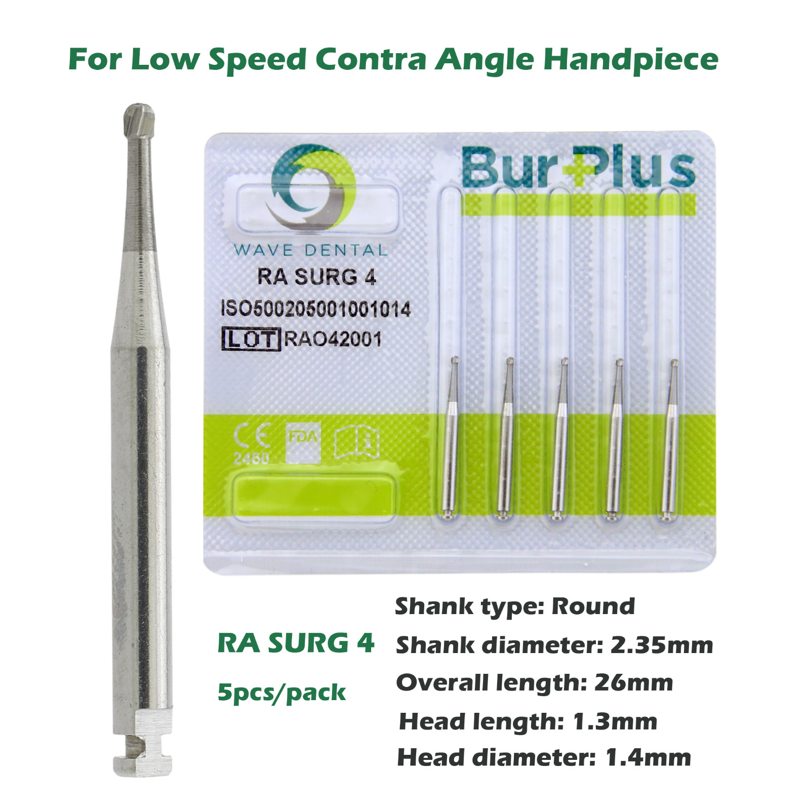 Wave Dental Carbide Burs Surgical Bur Latch Round RA SURG 2 4 6 8 Contra Angle