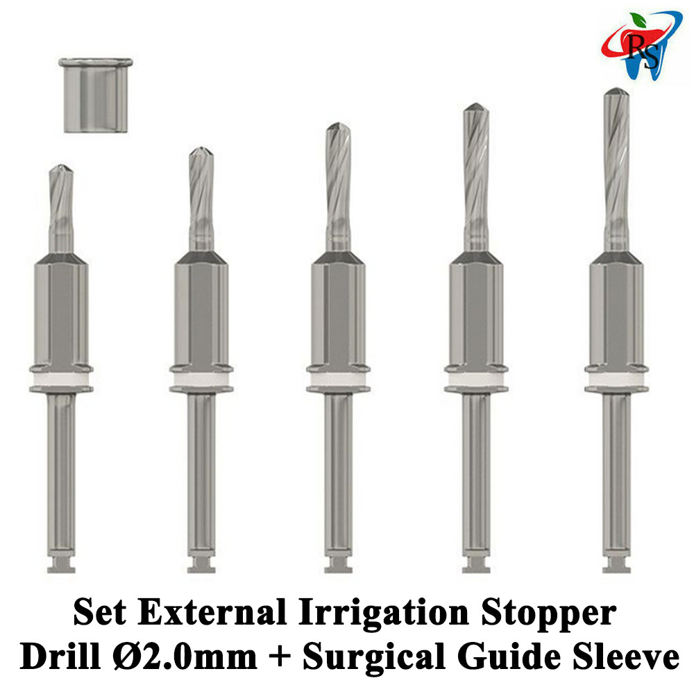 Dental External Irrigation Stopper Drill Ø2.0mm + Surg ical Guide Sleeve Set