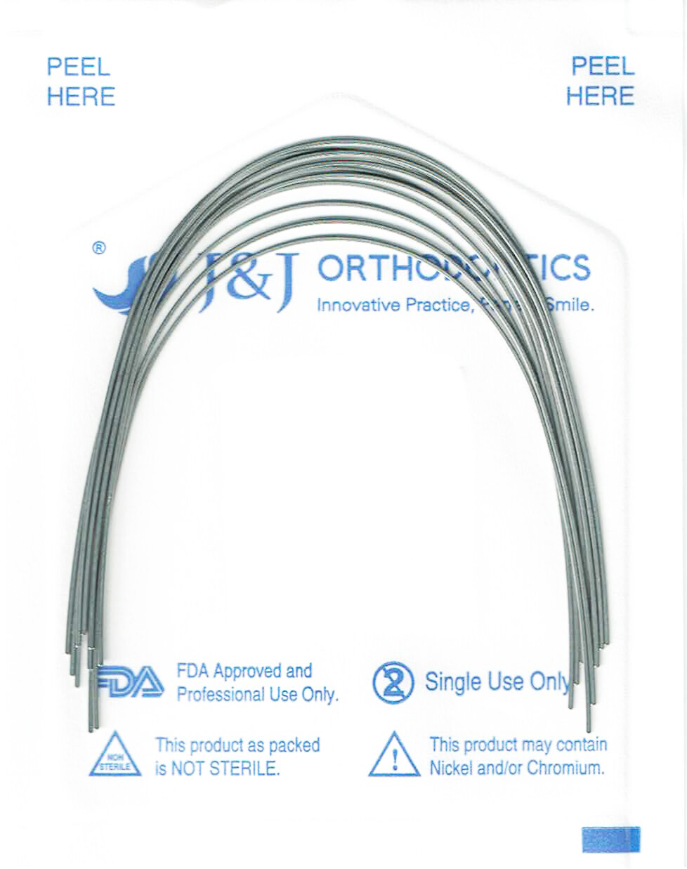 J&J Ortho™ Orthodontic NiTi Elastic Arch wire Rectangular (10/pk)Ovoid Natural