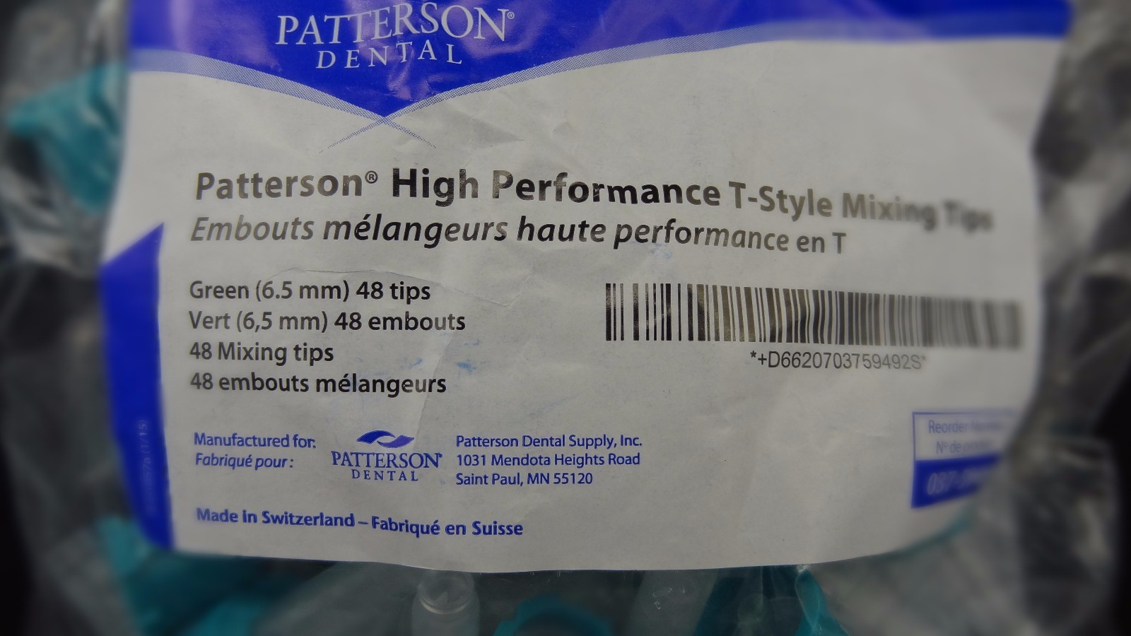 Patterson High Performance T-Style Mixing Tips – 48/Pkg Green (6,5 mm) 037-5949