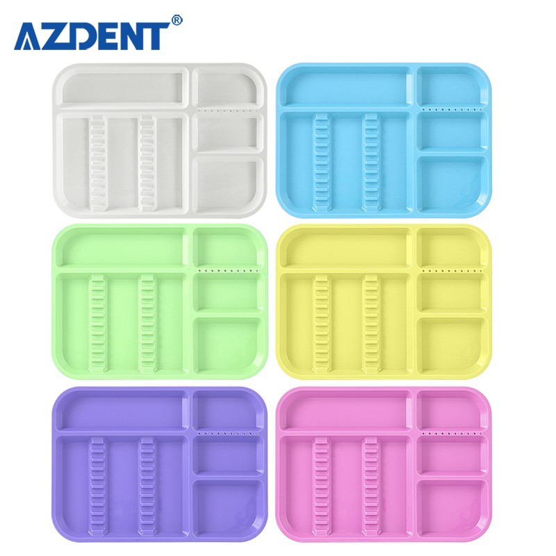 AZDENT Dental Instrument Separate Divided Tray Autoclavable Plastic Set Up Trays